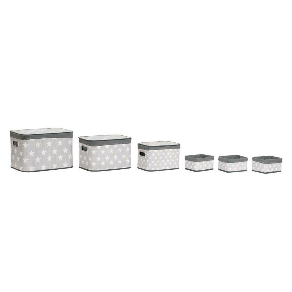 Set de basket DKD Home Decor Blanc Gris Bambou Bois MDF Etoiles 51 x 35 x 33 cm