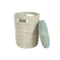 Set de basket DKD Home Decor Bleu Blanc Naturel Herbier marin 44 x 44 x 51 cm