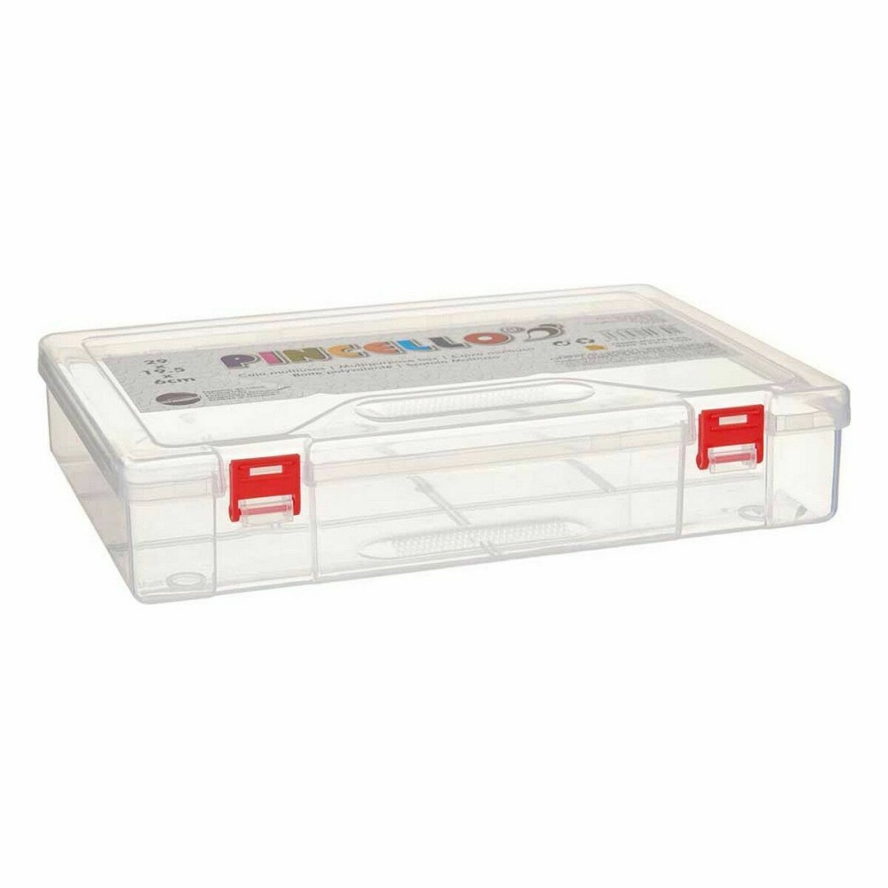 Boîte Multiusage Pincello HB526 Rouge Transparent Plastique 29,5 x 6 x 20,5 cm (24 Unités)