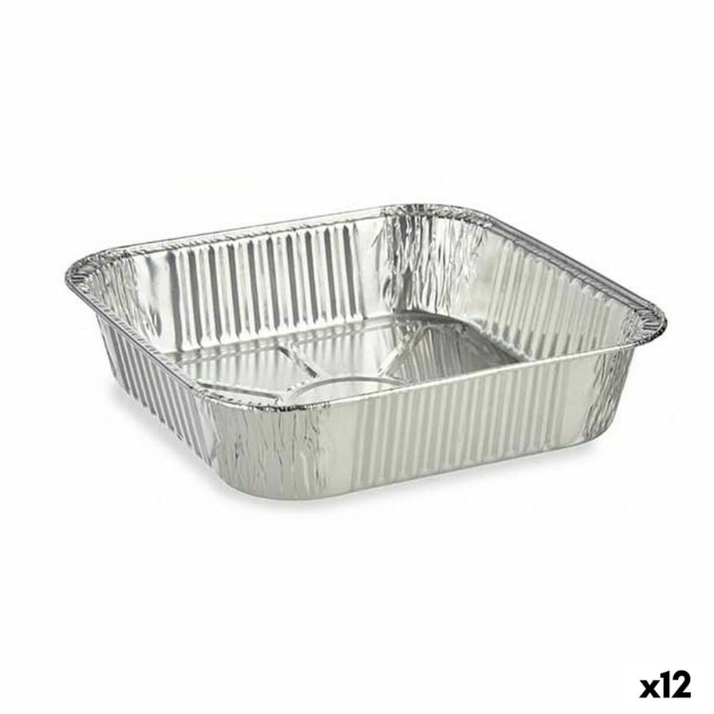 Set of Kitchen Dishes Kinvara 23241 Aluminium Squared 20,5 x 6,5 x 20,5 cm Disposable (12 Units)