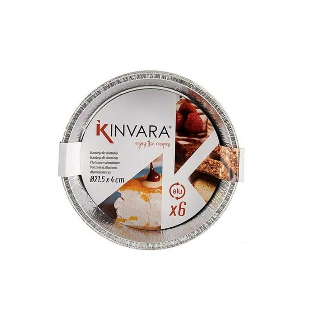 Set of Kitchen Dishes Kinvara 30268 Aluminium Circular 21,5 x 5,5 x 21,5 cm Disposable (12 Units)