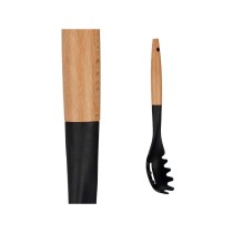 Pasta Spoon Kinvara KT190072-6 PBT Black Natural Wood 6 x 33,5 x 6 cm (12 Units)