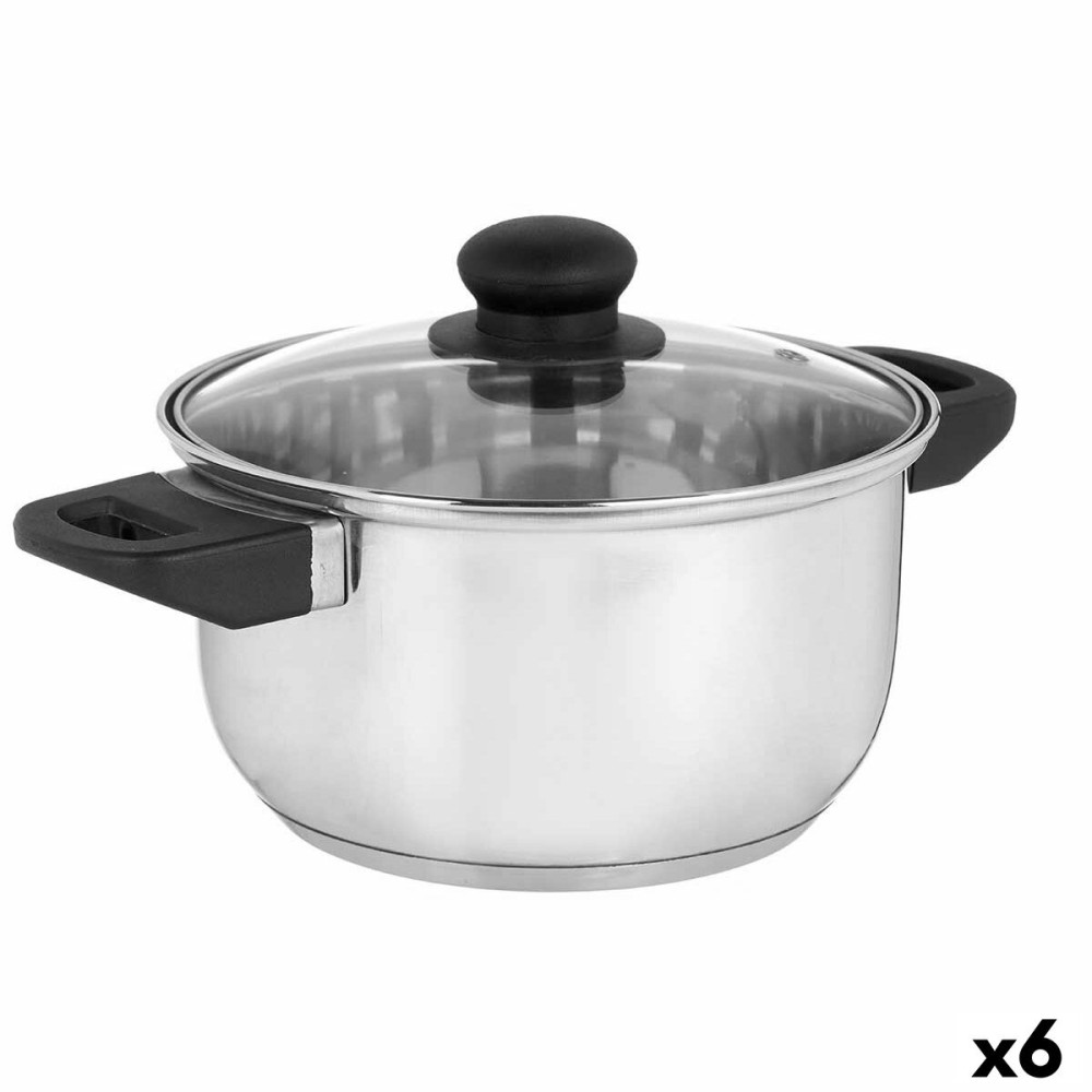 Casserole with glass lid Kinvara 16689B1 Silver 2,5 L 31 x 10,5 x 20 cm (6 Units)