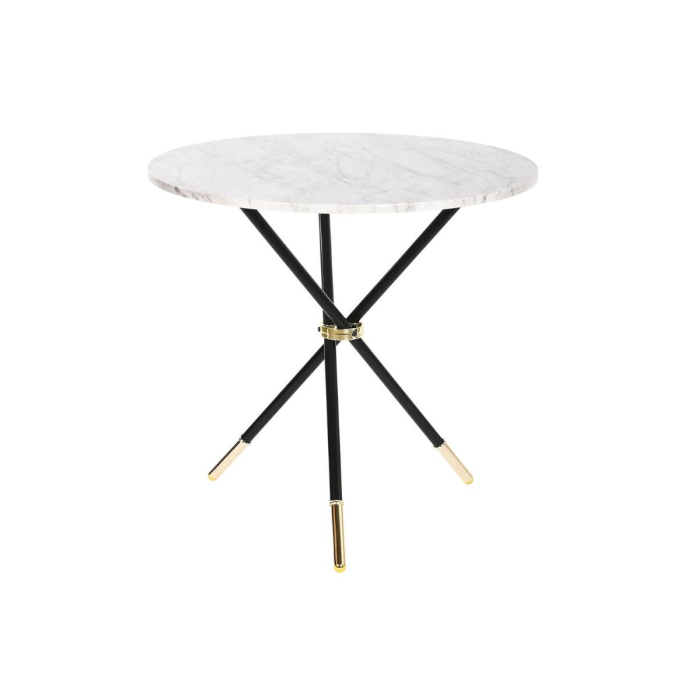 Table d'appoint DKD Home Decor Blanc Noir Doré Métal Bois MDF 80 x 80 x 76 cm