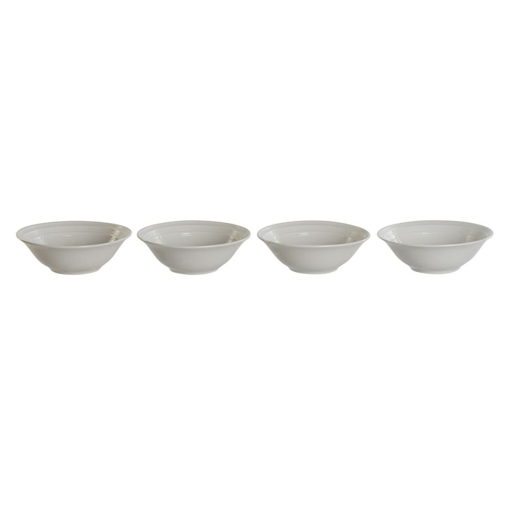 Set de Bols DKD Home Decor Blanc Porcelaine 17 x 17 x 7 cm