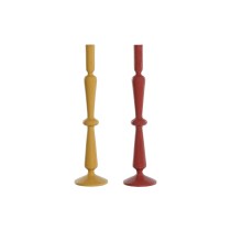 Candle Holder Home ESPRIT Mustard Terracotta Aluminium 10 x 10 x 41 cm (2 Units)