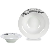 Pasta Dish White Black Porcelain 23 x 2 x 23 cm (16 Units)