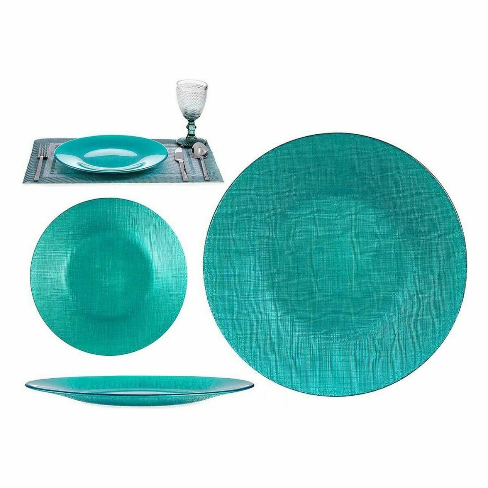 Assiette plate Vivalto 323928P Turquoise verre 27,5 x 2 x 27,5 cm (6 Unités)