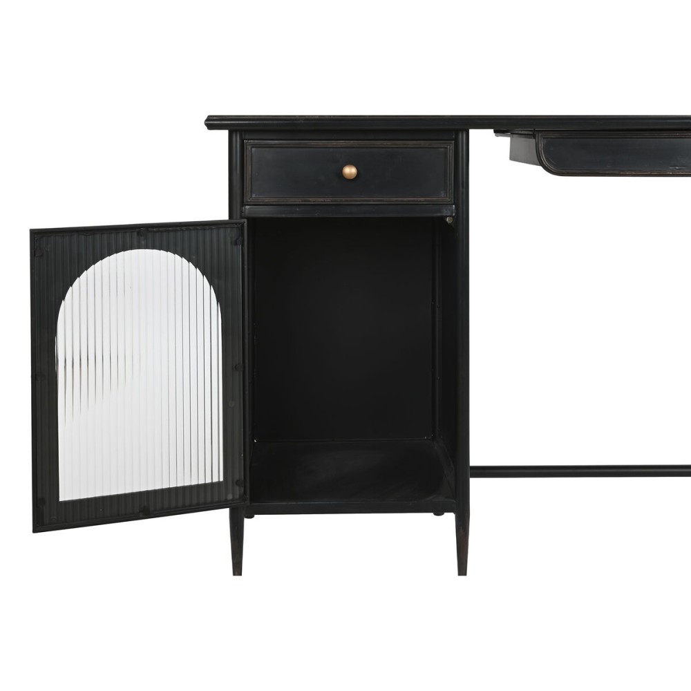 Bureau DKD Home Decor Noir Métal Verre 120 x 50 x 80 cm