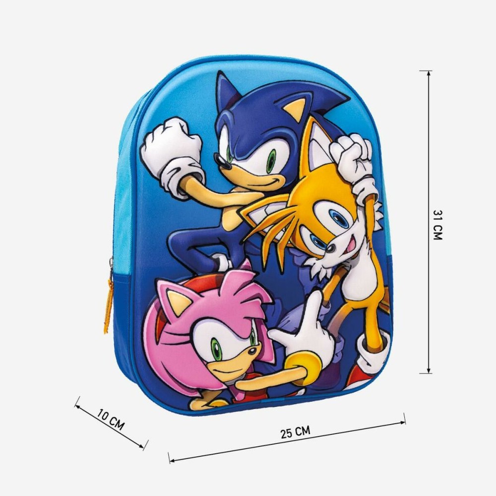 Cartable 3D Sonic 25 x 31 x 9 cm Bleu