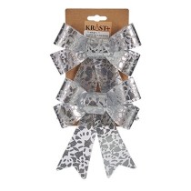 Lasso Christmas bauble Printed Silver PVC 15 x 4 x 16 cm (12 Units)