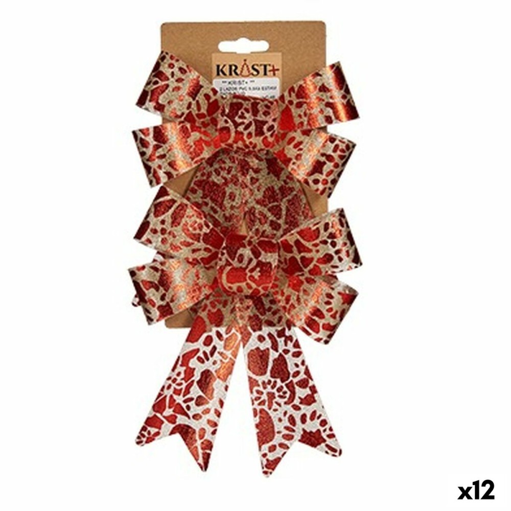 Schleife Krist+ HJ1-12007 Rot Gold PVC gedruckt 15 x 4 x 16 cm Weihnachtsschmuck (12 Stück)
