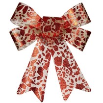 Schleife Krist+ HJ1-12007 Rot Gold PVC gedruckt 15 x 4 x 16 cm Weihnachtsschmuck (12 Stück)