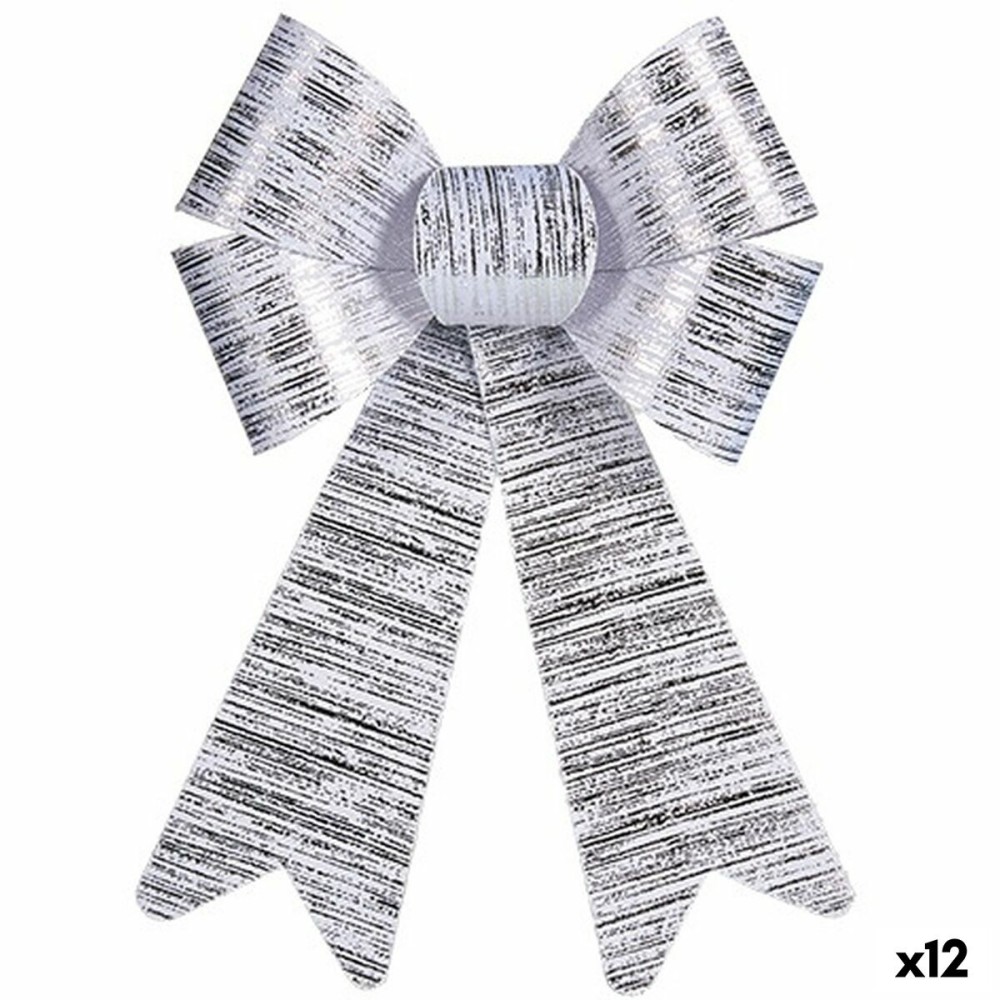 Schleife Krist+ HJ1-12006 Silberfarben PVC 16 x 24 x 4 cm Weihnachtsschmuck (12 Stück)
