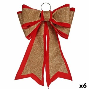 Schleife Weihnachtsschmuck 40 x 60 cm Rot Gold PVC (6 Stück)