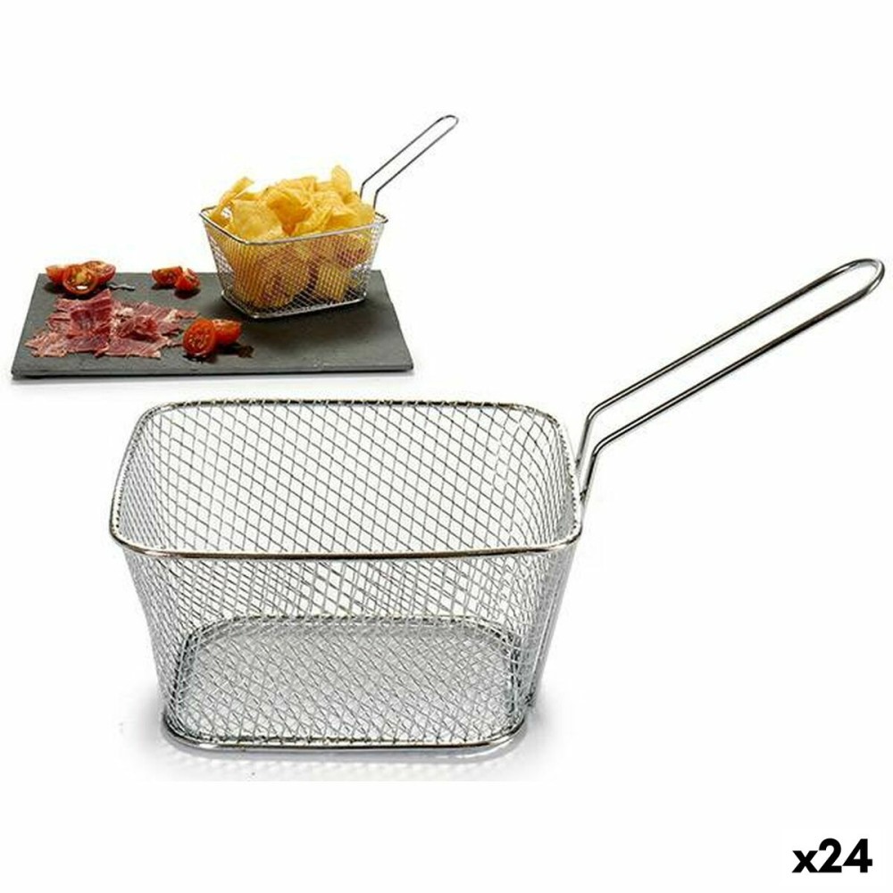 Basket for Presenting Aperitifs Kinvara 50687 Silver Iron 24 x 13 x 11 cm (24 Units)