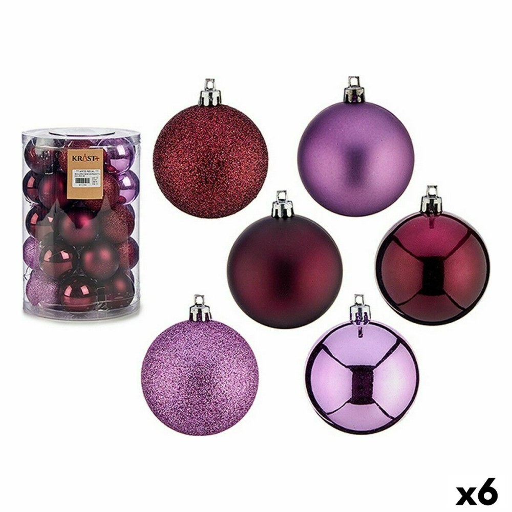 Lot de boules de Noël Violet Plastique 6 x 7 x 6 cm (6 Unités)