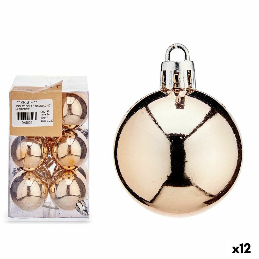 Set of Christmas balls Bronze PVC Ø 4 cm (12 Units)