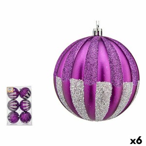 Weihnachtskugeln-Set Krist+ 00858 Lila Silberfarben PVC 10 cm (6 Stück)