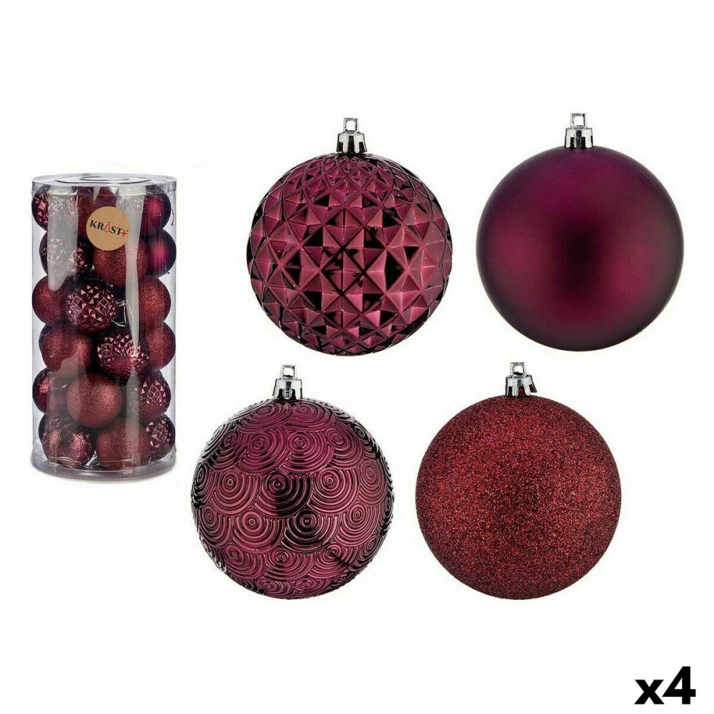 Set of Christmas balls Purple 8 cm PVC (4 Units)