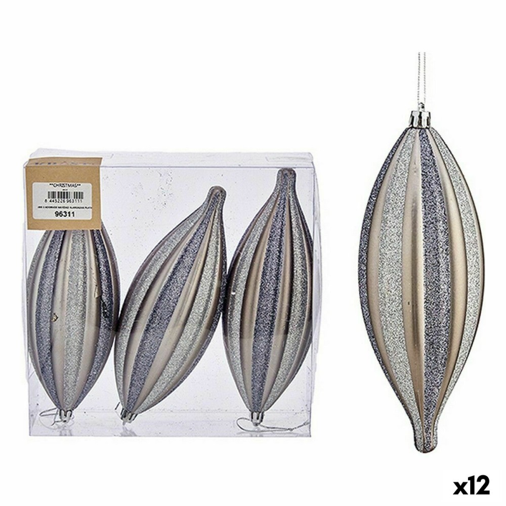 Weihnachtsdekoration Set Krist+ 00906 Silberfarben PVC gedehnt 3 x 3 x 18 cm (12 Stück)