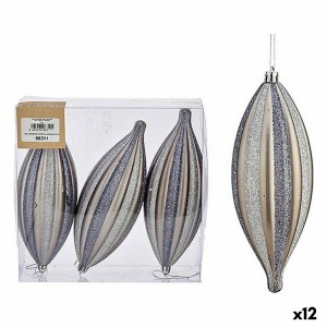 Weihnachtsdekoration Set Krist+ 00906 Silberfarben PVC gedehnt 3 x 3 x 18 cm (12 Stück)