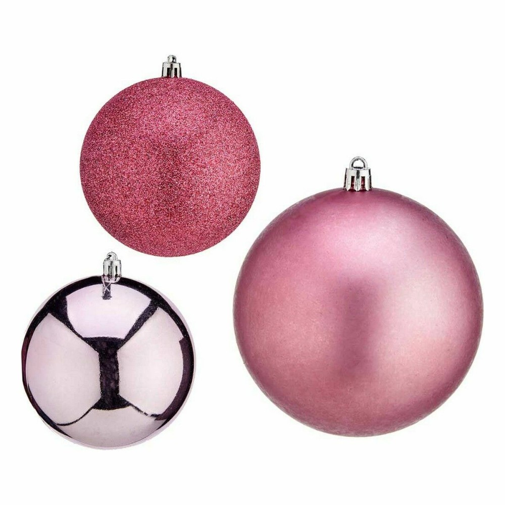 Lot de boules de Noël Rose Plastique 10 x 11 x 10 cm (12 Unités)