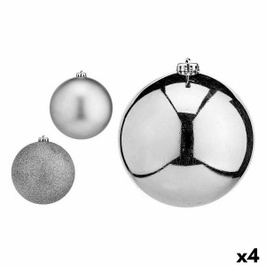 Weihnachtskugeln-Set Krist+ 00821 Silberfarben Kunststoff Ø 15 cm (4 Stück)