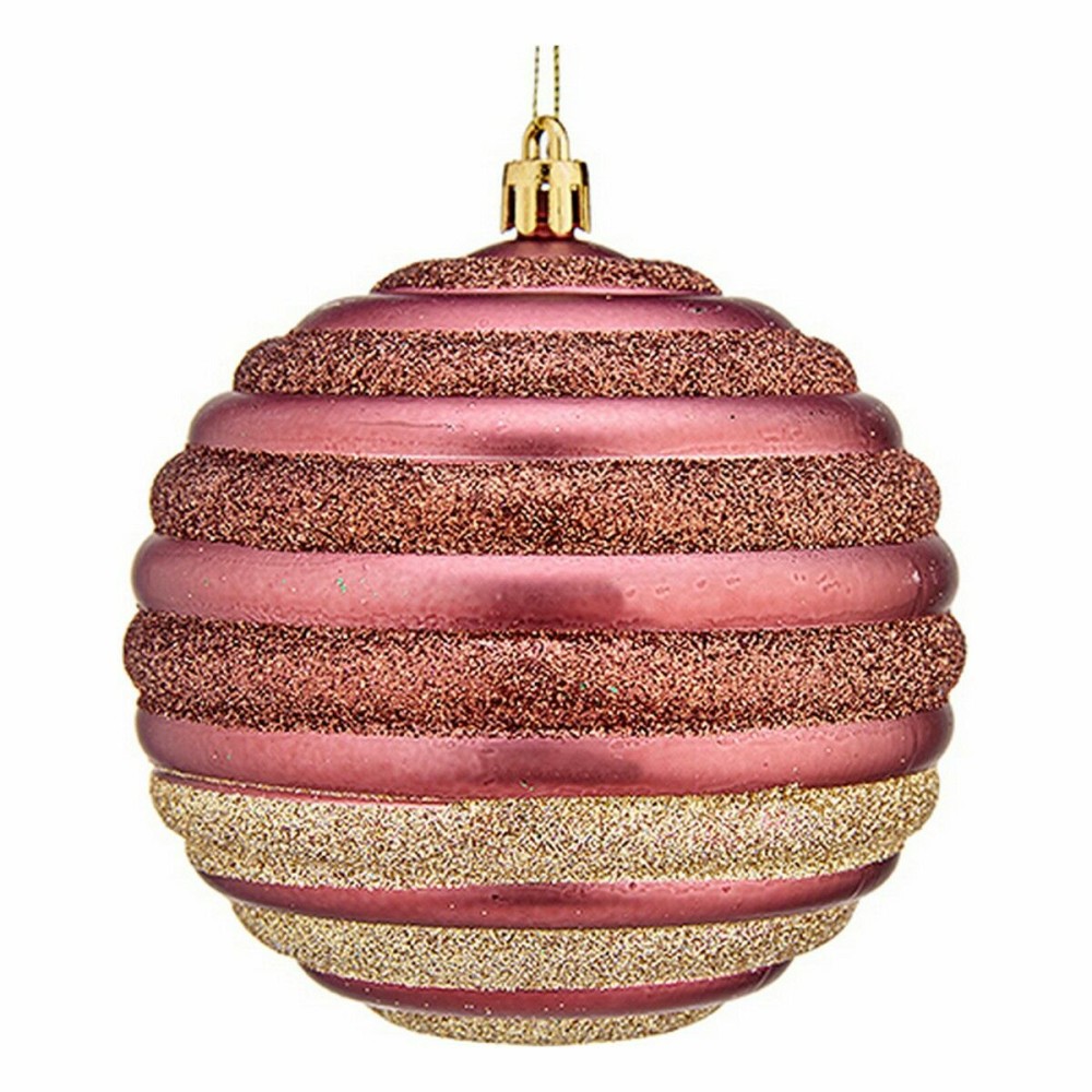 Lot de boules de Noël Cercles Rose Plastique 10 x 11 x 10 cm (6 Unités)