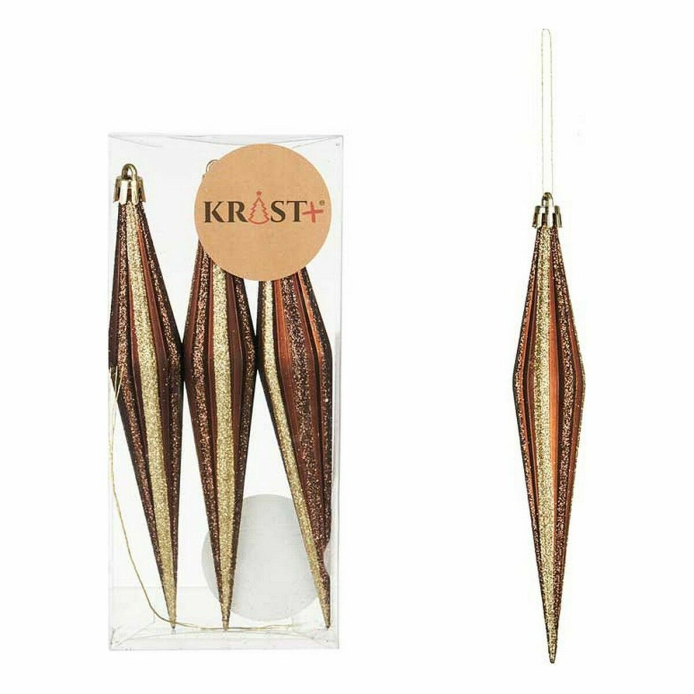 Christmas Decorations Set Krist+ 00899 Brown PVC Streched 8,5 x 3,5 x 19 cm (12 Units)