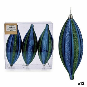 Weihnachtsdekoration Set Krist+ 00907 Blau grün PVC gedehnt 8,5 x 3,5 x 19 cm (12 Stück)