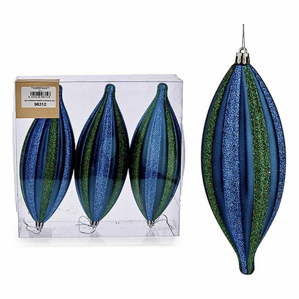 Weihnachtsdekoration Set Krist+ 00907 Blau grün PVC gedehnt 8,5 x 3,5 x 19 cm (12 Stück)