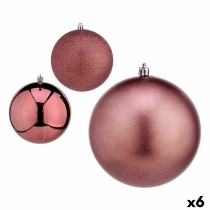 Lot de boules de Noël Rose Plastique Ø 12 cm (6 Unités)