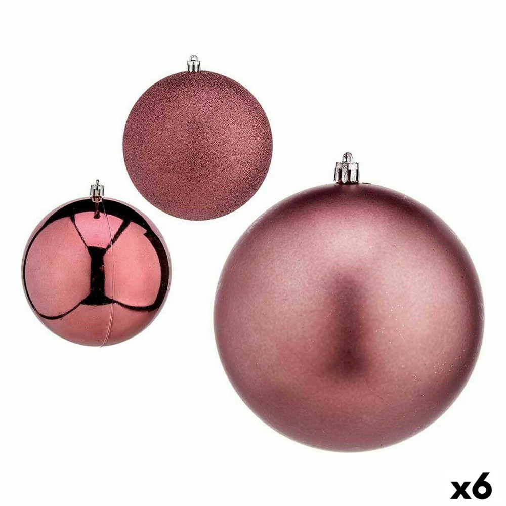 Lot de boules de Noël Krist+ 00798 Rose Plastique Ø 12 cm (6 Unités)