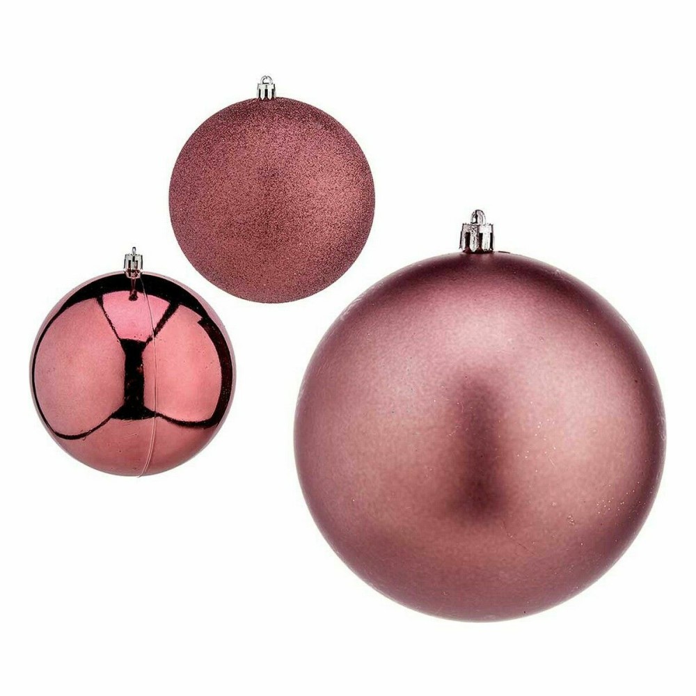 Lot de boules de Noël Krist+ 00798 Rose Plastique Ø 12 cm (6 Unités)