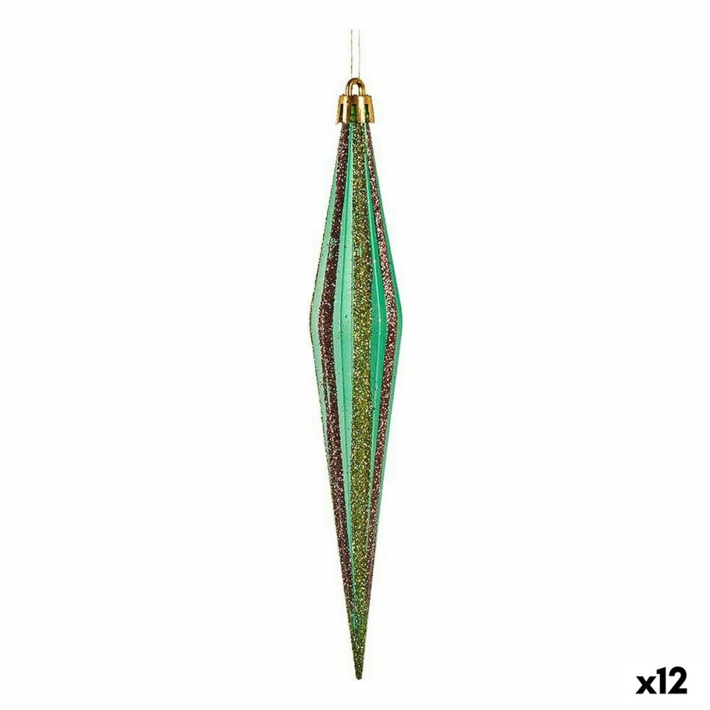 Ensemble Décorations de Noël Krist+ 00901 Vert Doré Allongé 3 x 8,5 x 19 cm (12 Unités)