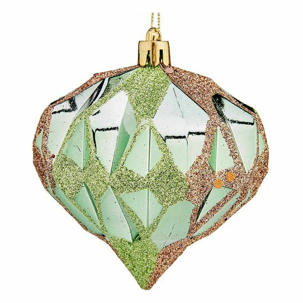 Lot de boules de Noël Diamant Vert Plastique 8 x 9 x 8 cm (12 Unités)