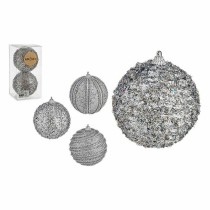 Lot de boules de Noël Krist+ 01496 Argenté PVC Ø 10 cm Avec relief (12 Unités)