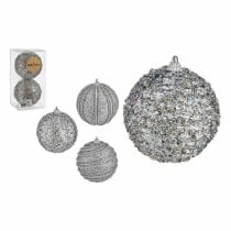 Set of Christmas balls Krist+ 01496 Silver PVC Ø 10 cm With relief (12 Units)
