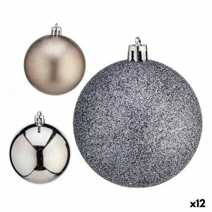 Weihnachtskugeln-Set Krist+ 00825 Silberfarben Kunststoff Ø 7 cm (12 Stück)