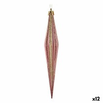 Ensemble Décorations de Noël Krist+ 00902 Rose Doré PVC Allongé 3 x 3 x 18,5 cm (12 Unités)