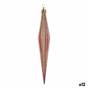 Ensemble Décorations de Noël Krist+ 00902 Rose Doré PVC Allongé 3 x 3 x 18,5 cm (12 Unités)