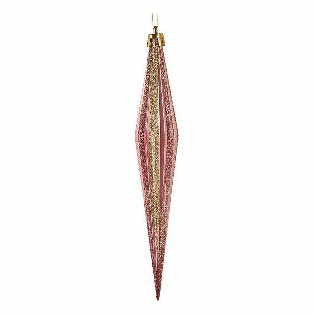 Ensemble Décorations de Noël Krist+ 00902 Rose Doré PVC Allongé 3 x 3 x 18,5 cm (12 Unités)