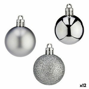 Lot de boules de Noël 4 cm Argenté Plastique (12 Unités)