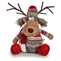Decorative Figure Krist+ FG31-9590A White Brown Red Grey Deer 17 x 30 x 27 cm (4 Units)