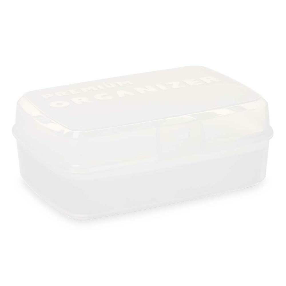 Boîte à compartiments Kinvara 02 1192 Blanc Transparent Plastique 21,5 x 8,5 x 15 cm (12 Unités)