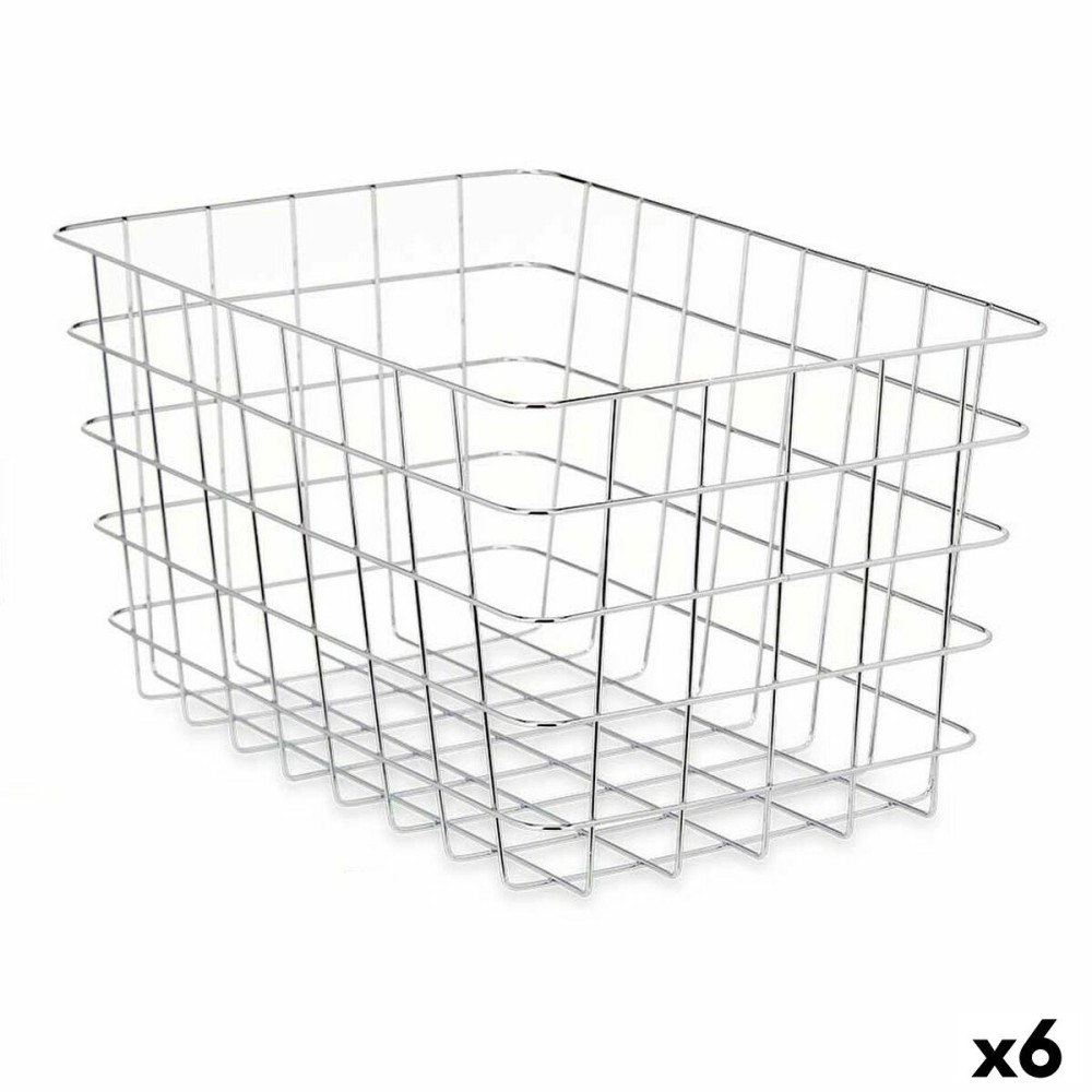 Mehrzweckkorb Kinvara W5759K-L CHROME Silberfarben Silber Metall 38 x 21 x 26 cm rechteckig (6 Stück)