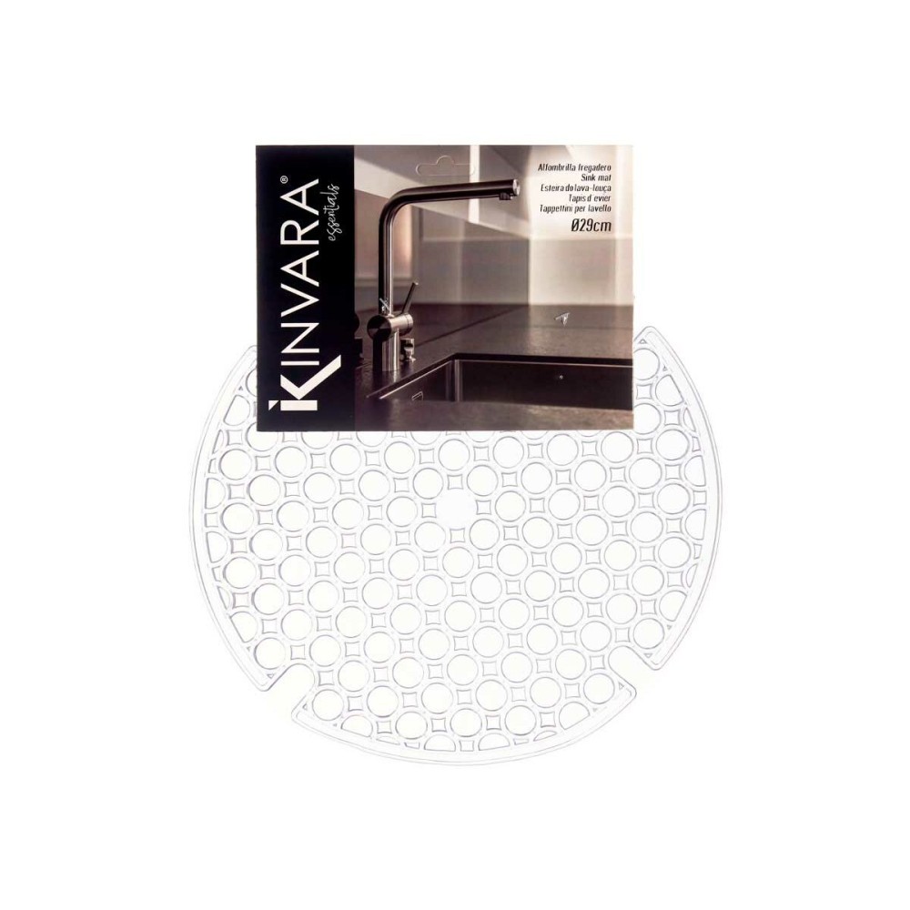 Non-slip Mat Kinvara 29100272 Transparent Plastic 29 x 0,1 x 29 cm Sink (12 Units)