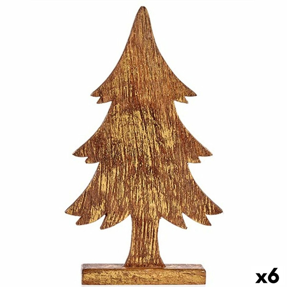 Decorative Figure Christmas Tree Golden Wood 5 x 39 x 22 cm (6 Units)