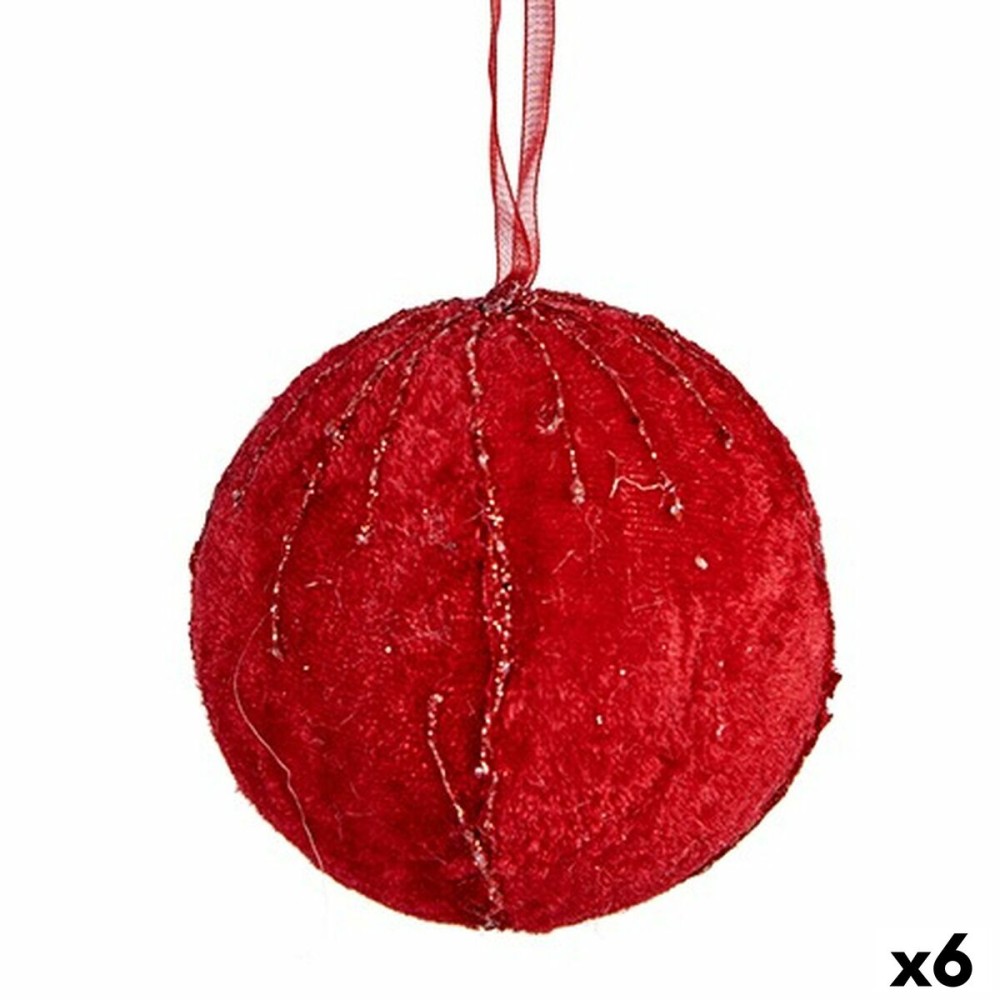 Set of Christmas balls Polyester Red 8 x 8 x 8 cm (6 Units)